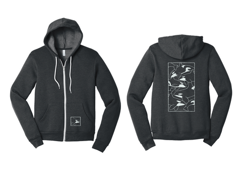 Orca Pod Zip Hoodie / Charcoal