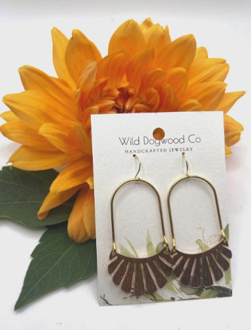 Wild Dogwood Arch shaped hammer brass earrings.